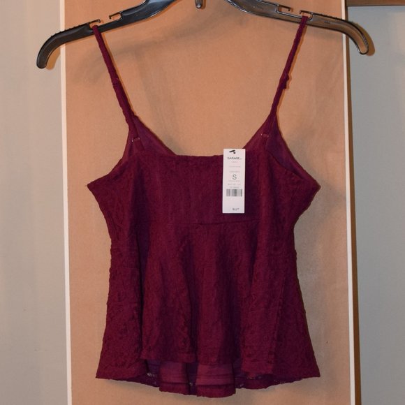 Garage Burgundy Lace Peplum Camisole - Size S - Picture 2 of 3
